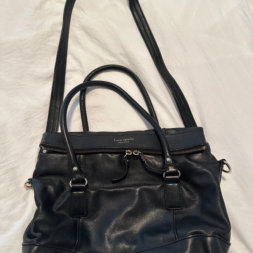 Black Leather Kate Spade Handbag